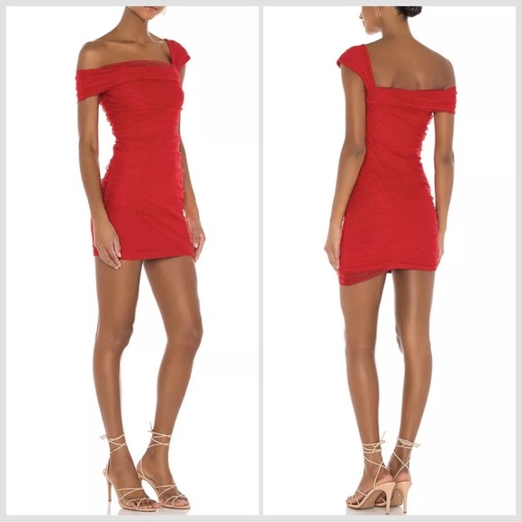 Majorelle Audrina Mini Mesh Dress in Red Size Small - Picture 2 of 14